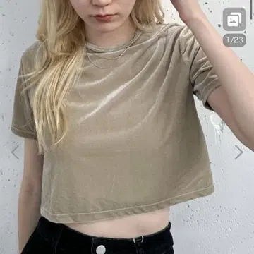 archives 벨로아 베이지 벨벳 반팔 크롭 상의