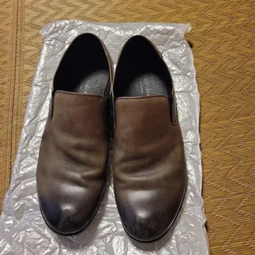 브라운 가죽 슬립온 슈즈