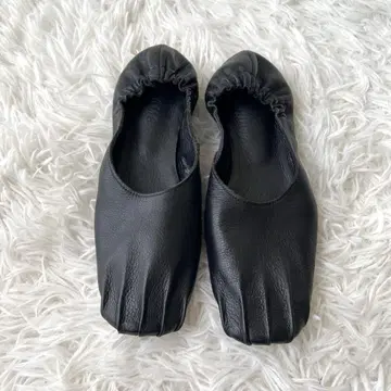 컨디션 최상 BEAMS 스퀘어 턱 발레 슈즈 슬립온 블랙 23