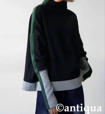antiqua 니트 스웨터 더블 자카드 배색 니트