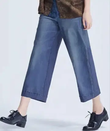 마치 데님 팬츠 와이드 크롭 데님