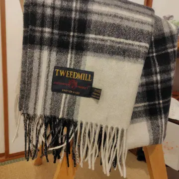 TWEEDMILL 울 체크 무늬 머플러 대형