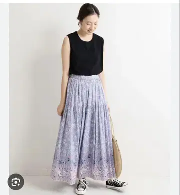 SLOBE IENA 사라사 인도 면 롱 스커트