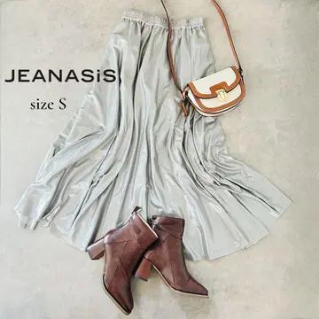 [ 새상품급 ] JEANASIS 실버 롱 스커트 S 허리밴딩 광택 소재