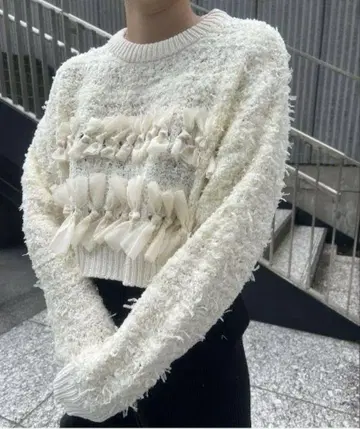Ameri RIBBON TAPE SHORT KNIT TOP