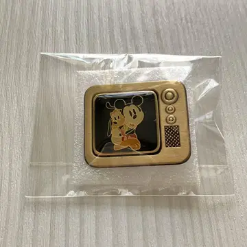 미키 플루토 브라운관 TV형 핀 배지 빈티지 제품