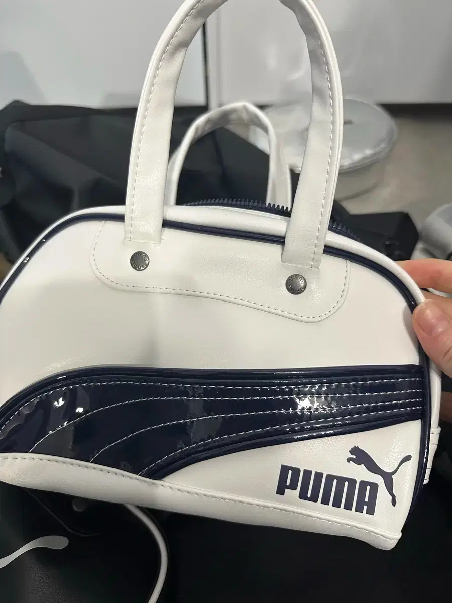 Puma Beams Retro Mini Tote Bag White Navy