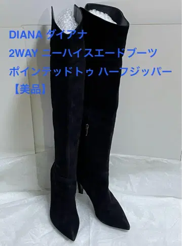 DIANA 2WAY 니하이 스웨이드 부츠 스틸레토 하프 지퍼