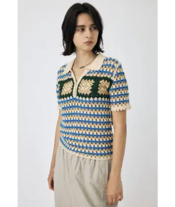 MOUSSY 크로셰 니트 피케 셔츠