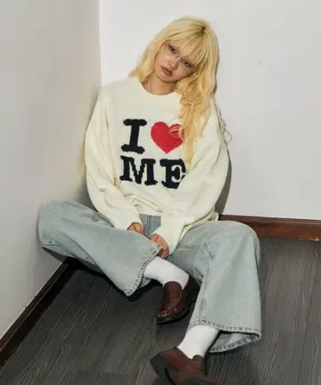 aclent I love ME 니트 스웨터 아이보리