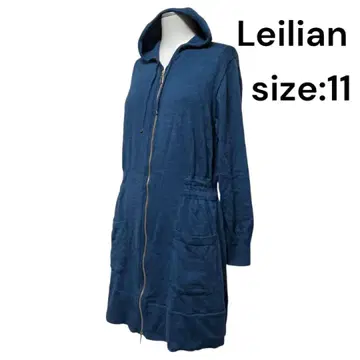 Leilian 후드 부착 가디건 원피스 사이즈 11 다크 블루