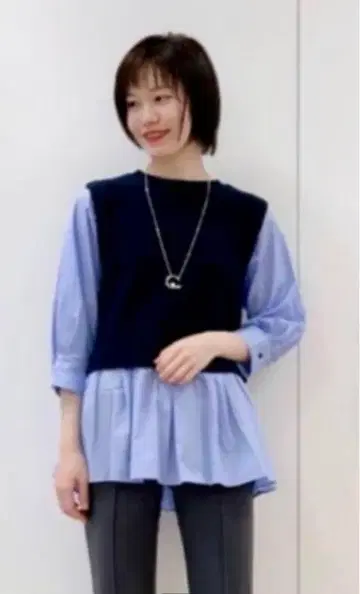 INDIVI 인디비 레이어드 스타일 콤비 티셔츠