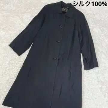 스탠드 칼라 코트 실크 100% silk 블랙 라이트 아우터