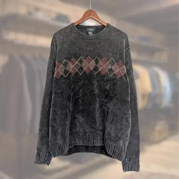 Dockers 니트 스웨터 크루넥 아가일 리브 소매 리브 밑단
