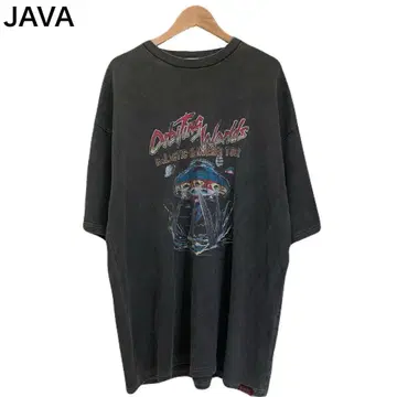 Java UFO 프린트 페이드감 여성용 T셔츠 반팔 둥근넥 L