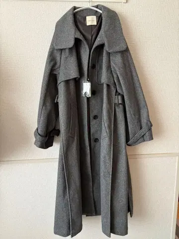 울 하이넥 롱 코트