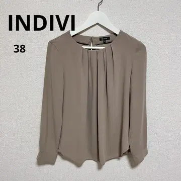 [새상품급] INDIVI 브라운 플리츠 긴팔 블라우스