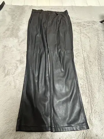 가죽 와이드 팬츠 블랙