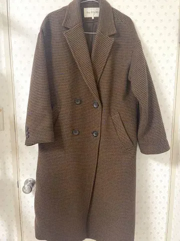 Ray BEAMS 체크 4버튼 더블 체스터 코트