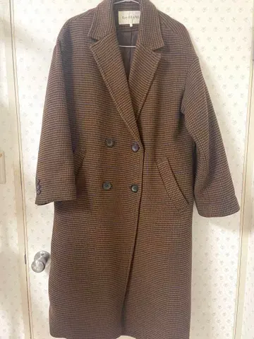 Ray BEAMS 체크 4버튼 더블 체스터 코트