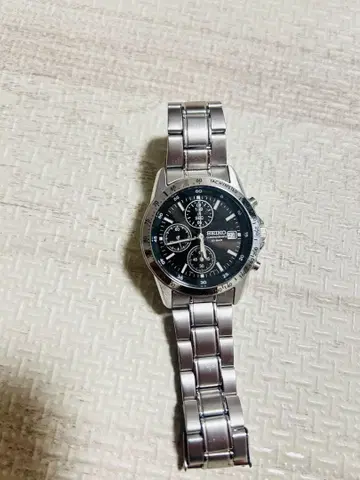 가동 SEIKO 크로노그래프 시계 블랙