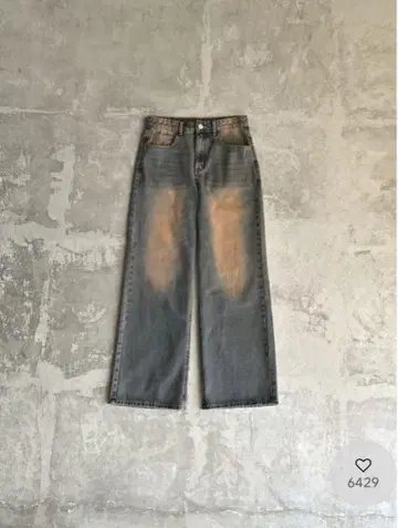 지 데님 워시드 배기 팬츠
