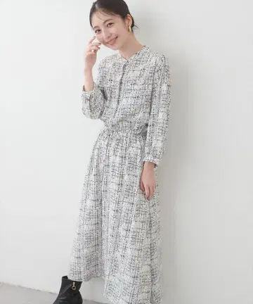 새상품급 내추럴 꾸뛰르 8분 소매 허리 리본 원피스