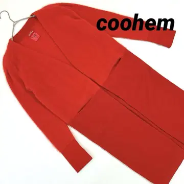 새상품급 Coohem 요네토미 레드 오렌지 니트 가디건 울&모헤어