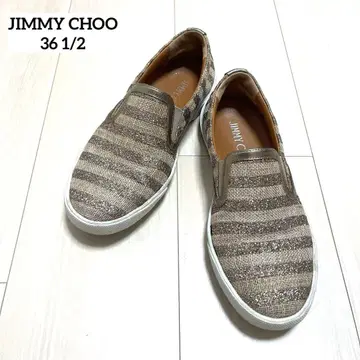 Jimmy Choo 슬립온 스니커즈 23.5 라메 베이지 계열 보더