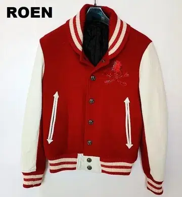 로엔 ROEN 바시티 자켓 / 가죽 스팽글 해골 해골 버튼