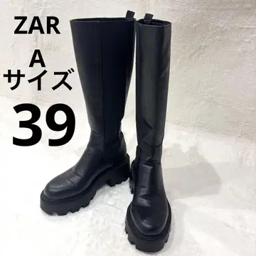 새상품급 ZARA 자라 블랙 사이드 고어 부츠 롱 부츠 통굽 단종