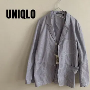 UNIQLO 스트라이프 드라이 라이트웨이트 자켓 남성용 미사용 파랑