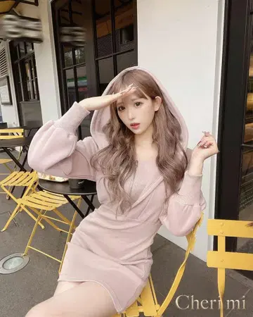 Cherimi 후디 원피스 핑크