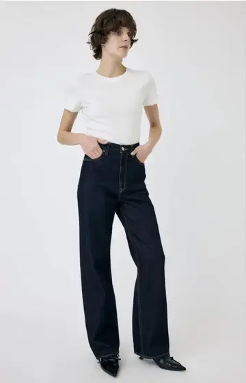moussy 하이웨스트 스트레이트 데님