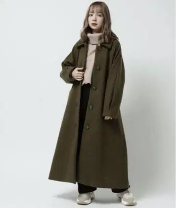 RAY CASSIN 헤링본 스텐 칼라 롱 코트 레이 카즌