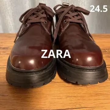 ZARA 레이스업 슈즈 버건디 38