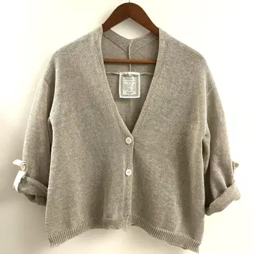 새상품 비어즐리 일본제 린넨 가디건 린넨 100% 소매 조정 택 포함