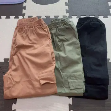 카고 팬츠 3종 세트 오렌지 카키 블랙