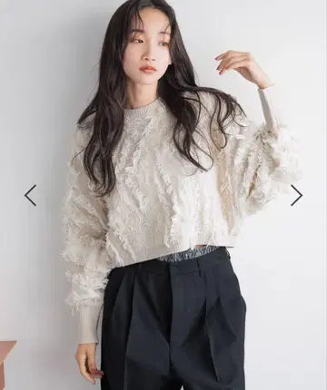 로리즈팜 프린지 돌먼 니트 롱 슬리브