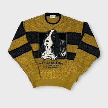 Burana Due ITALY 강아지 모티브 스웨터 80s-90s