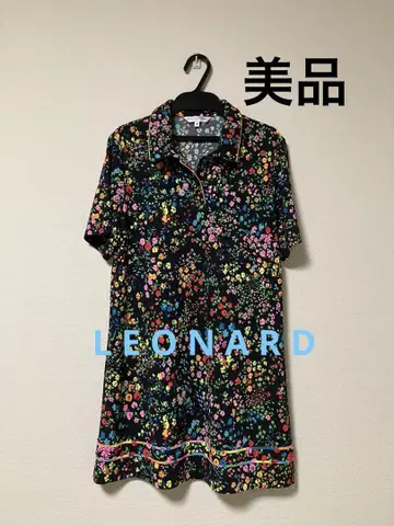 LEONARD 꽃무늬 반팔 튜닉 원피스