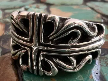 A&G 90s floral cross ring silver925 USA