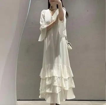 snidel 쉬폰 프릴 롱 원피스