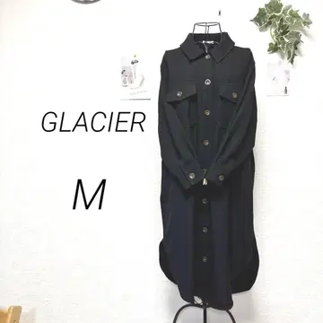 9578 GLACIER 그라시아 긴팔 셔츠 원피스 M 무지 캐주얼