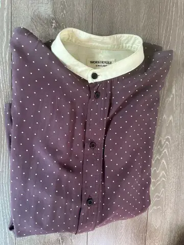 Hackney union WORKHOUSE 퍼플 도트 무늬 셔츠