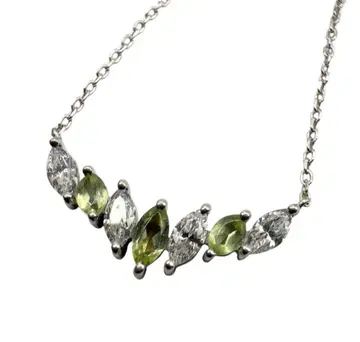 플라티나 실버 7연 크리스탈 목걸이 여성용 액세서리 그린