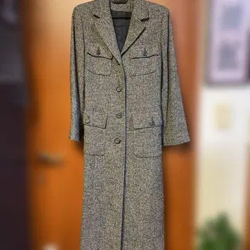 그레이 계열 트위드풍 롱 코트