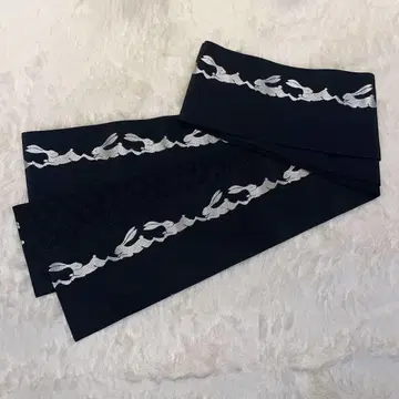반폭 오비 블랙에 토끼 단품 리버서블