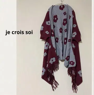 새상품급 je crois soi 판초풍 소매 달린 리버서블 숄