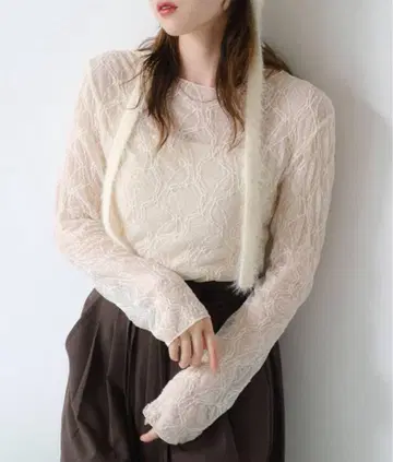 kastane 2025AW 레이스 시어 풀오버 아이보리